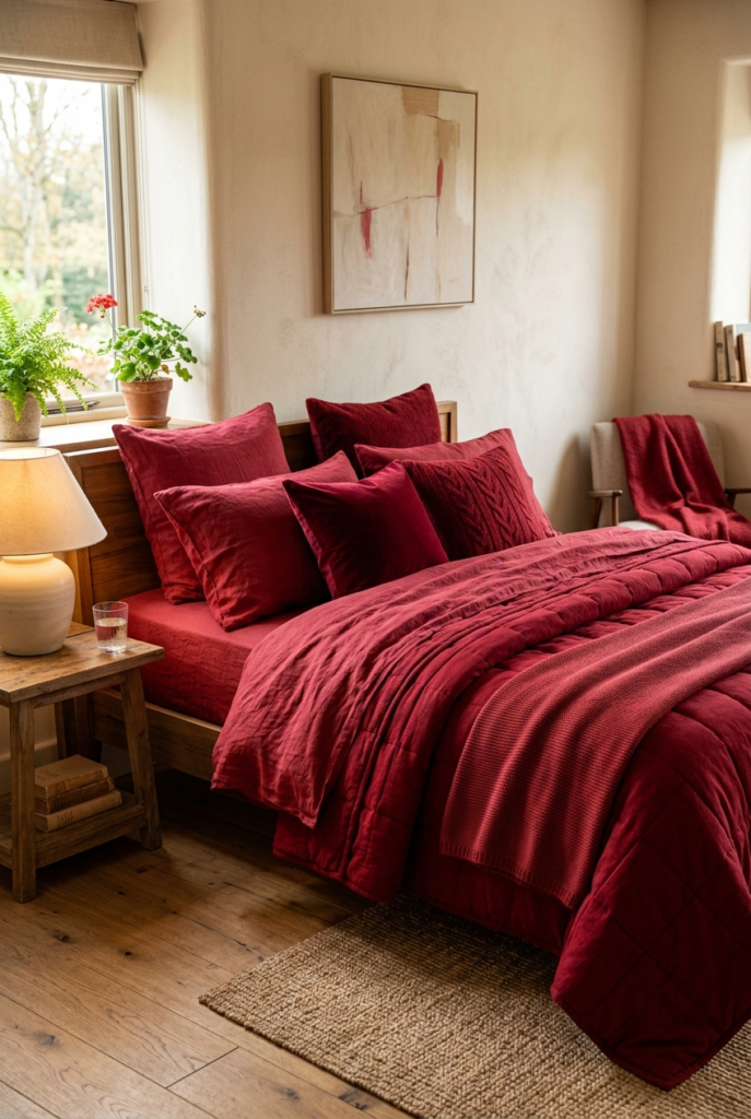 Layered red textiles