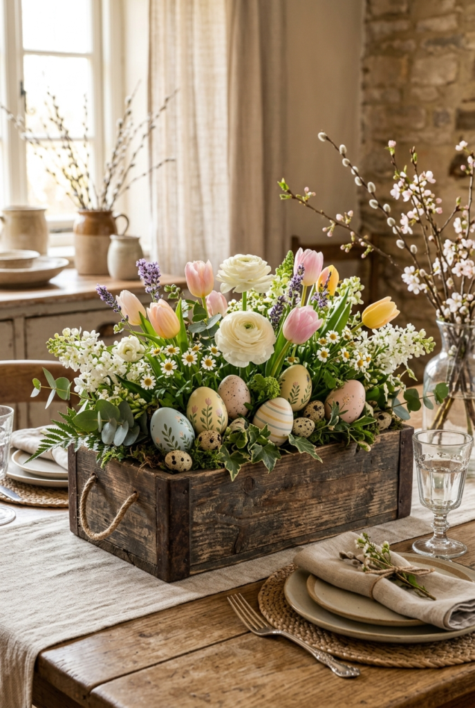 Rustic Wooden Box Centerpiece