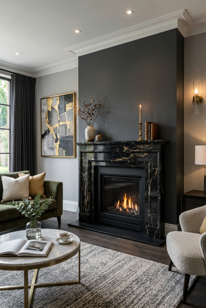 Black marble surround
