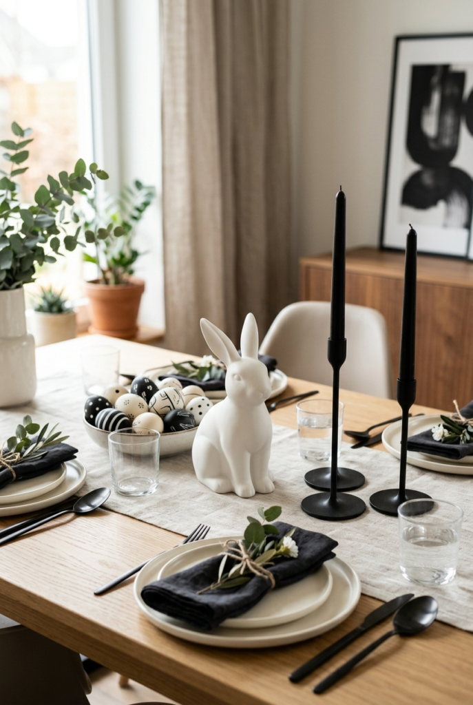 Black and white Easter decor ideas