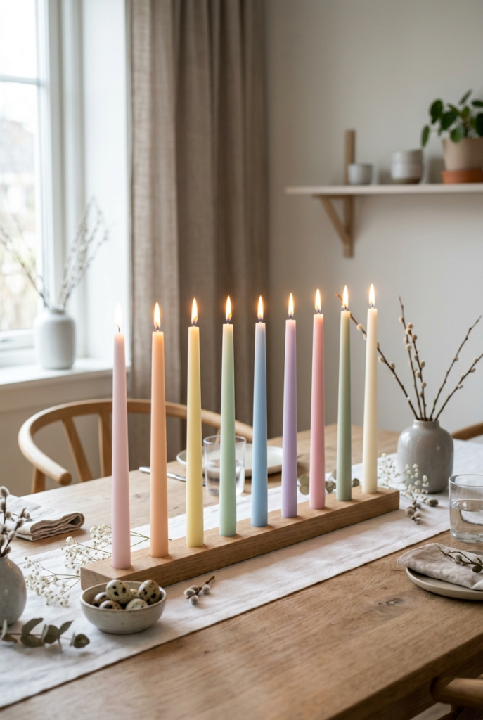Pastel Candles Easter Table Decor