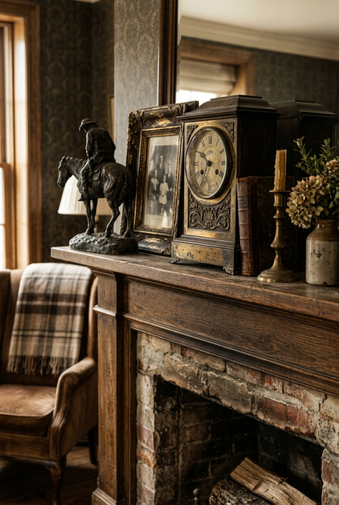 Vintage mantel decor