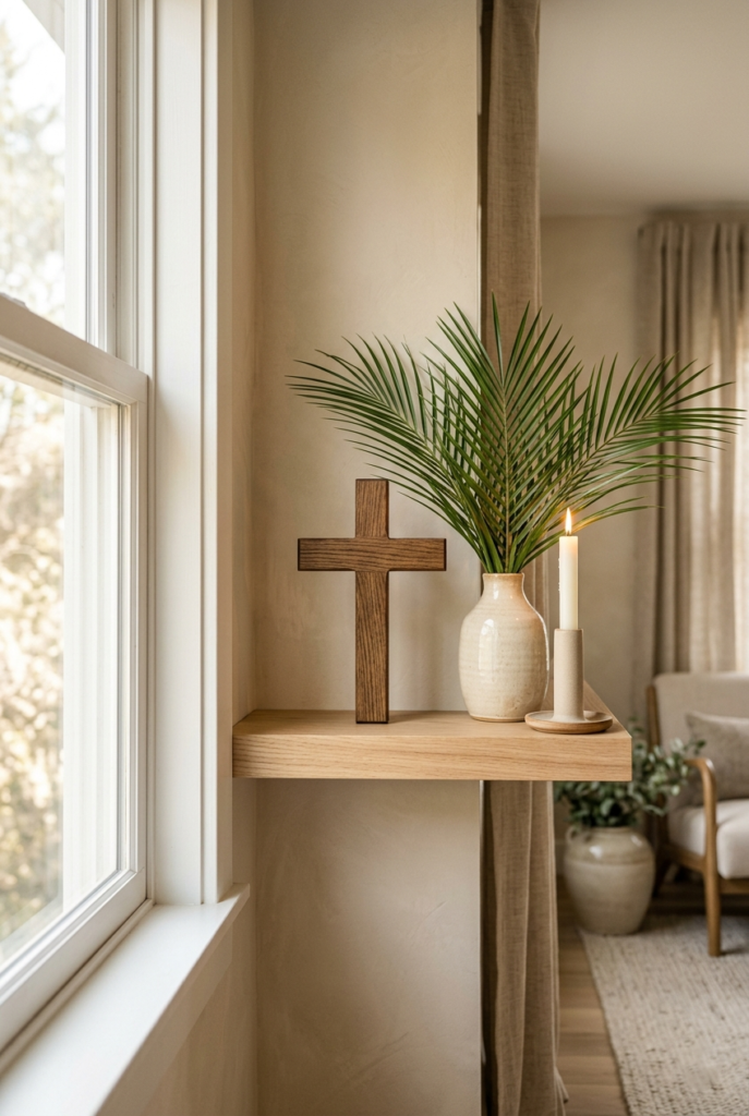 Cross Decor with Palm Accents