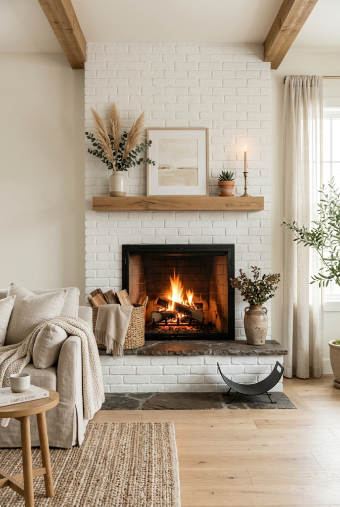 Thin wood mantel