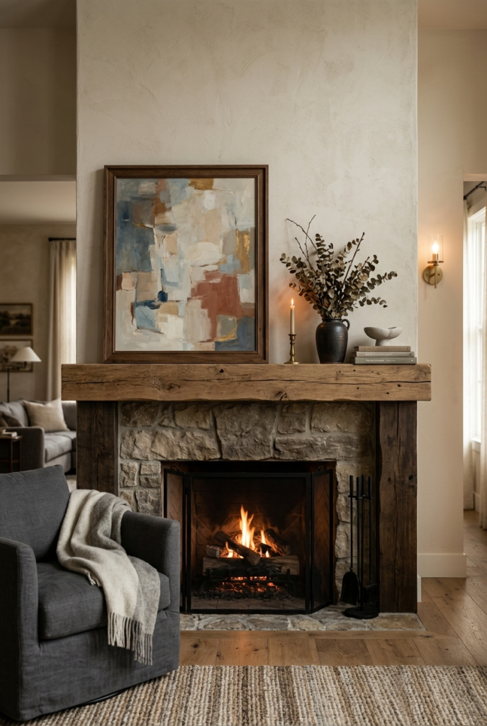 Asymmetrical mantel decor