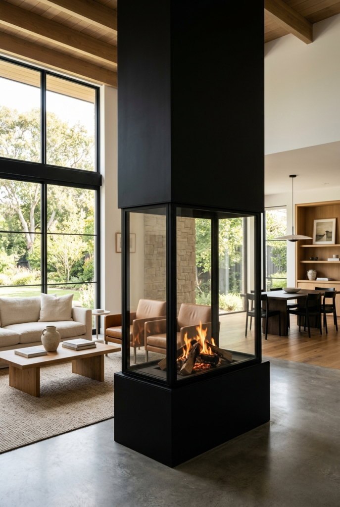 Double-sided fireplace