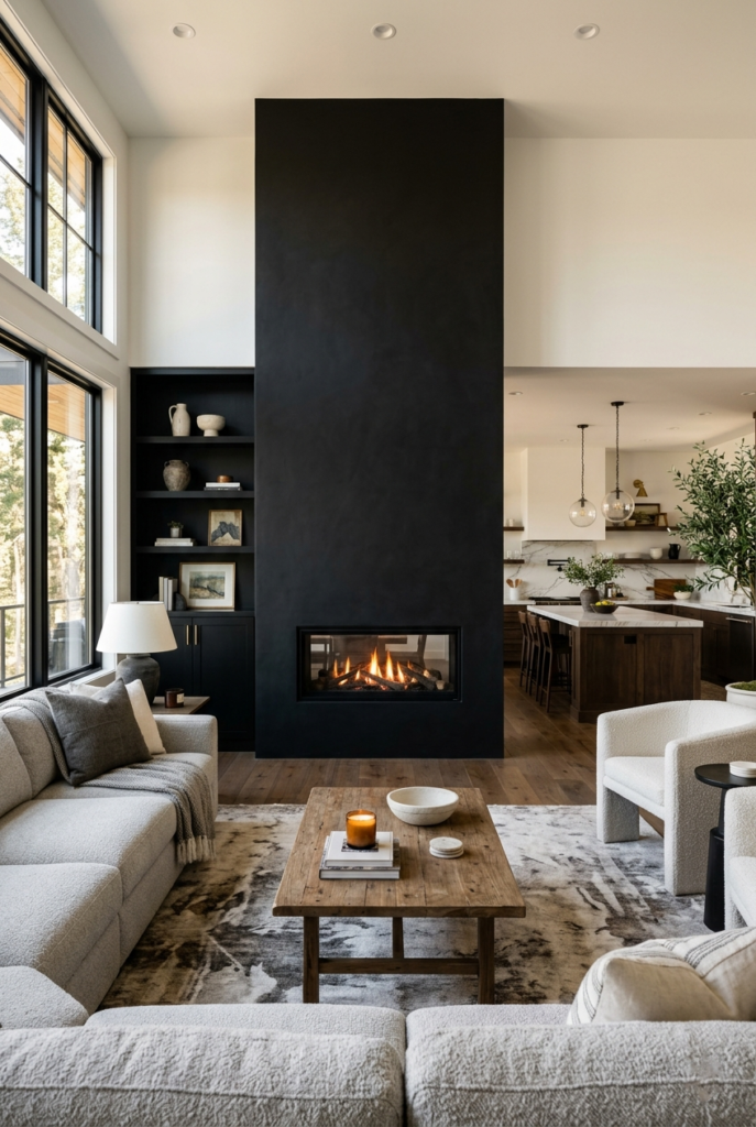 Open concept fireplace