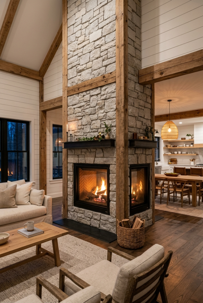 Double-sided fireplace