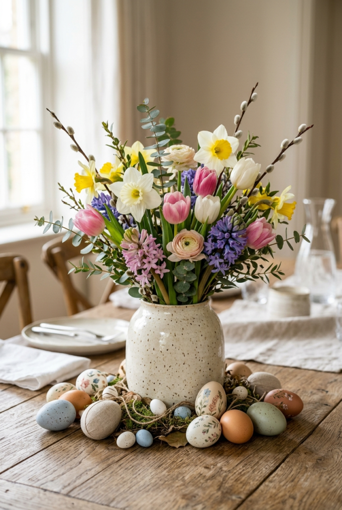 Festive Flowers with Easter Eggs