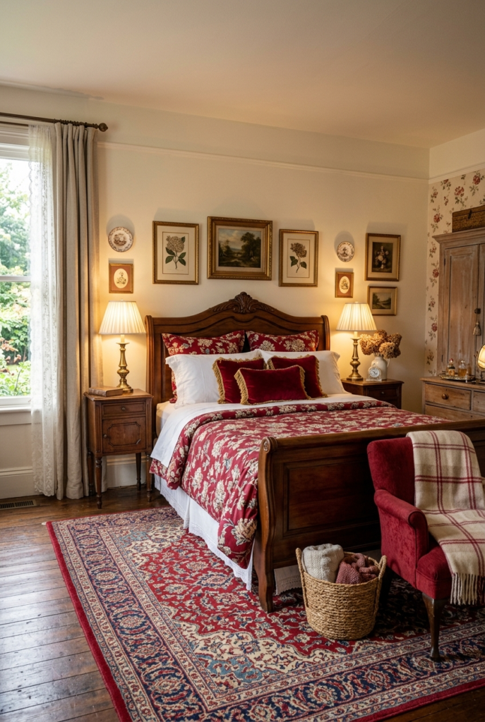 Vintage red bedroom
