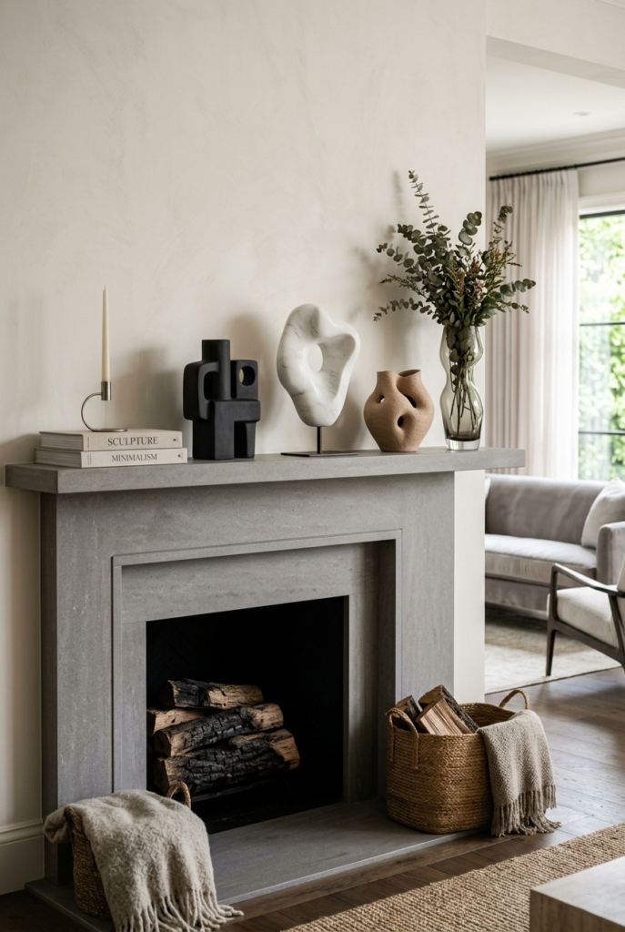 Sculptural mantel accents