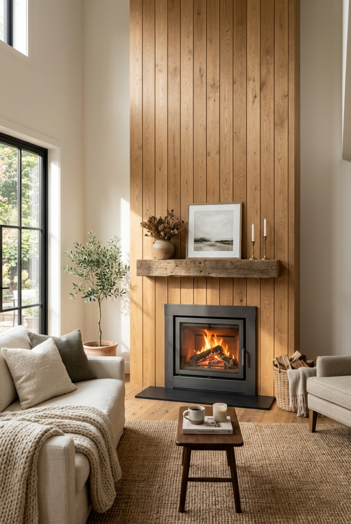 Vertical wood paneling
