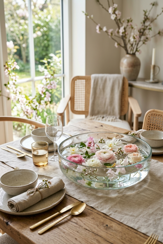 Floating Flowers in Glass