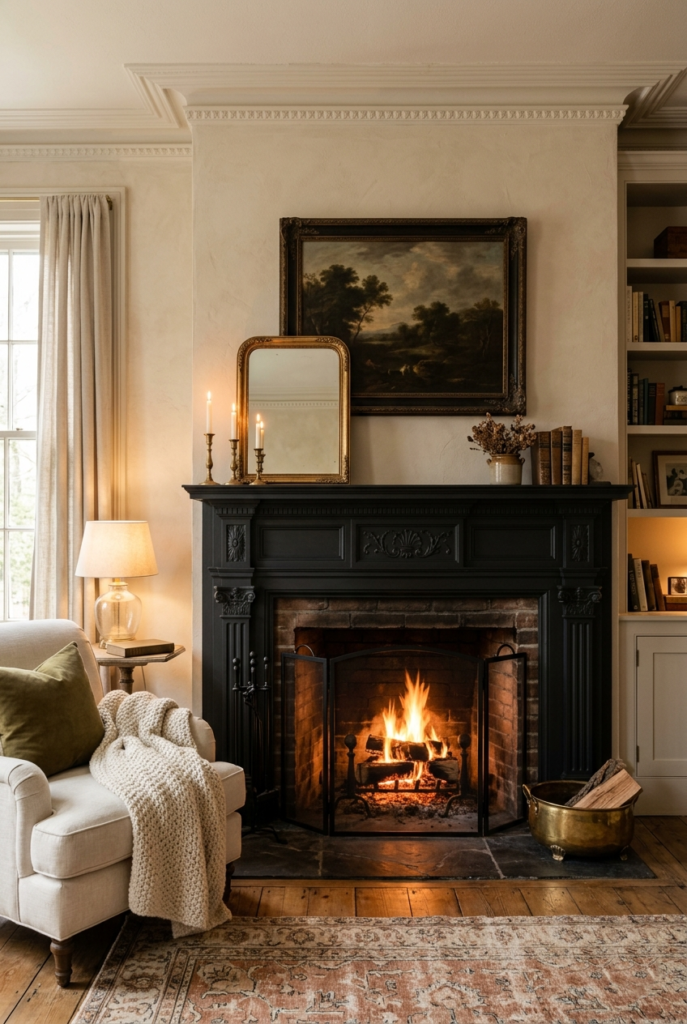 Painted traditional fireplace