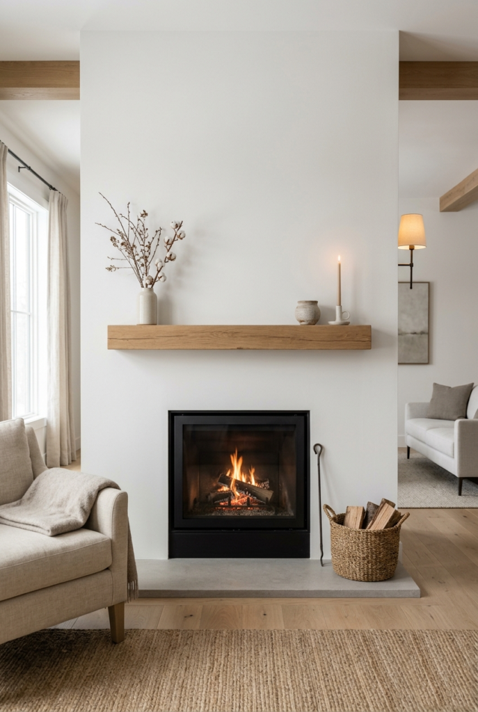 Minimal farmhouse fireplace