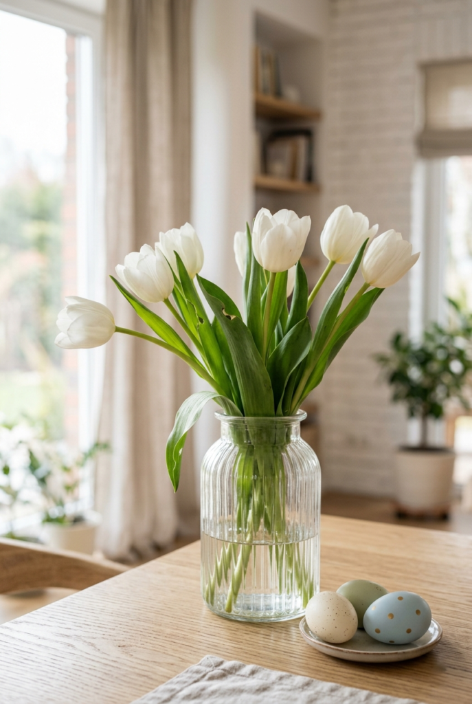 Fresh flowers in elegant Easter decor