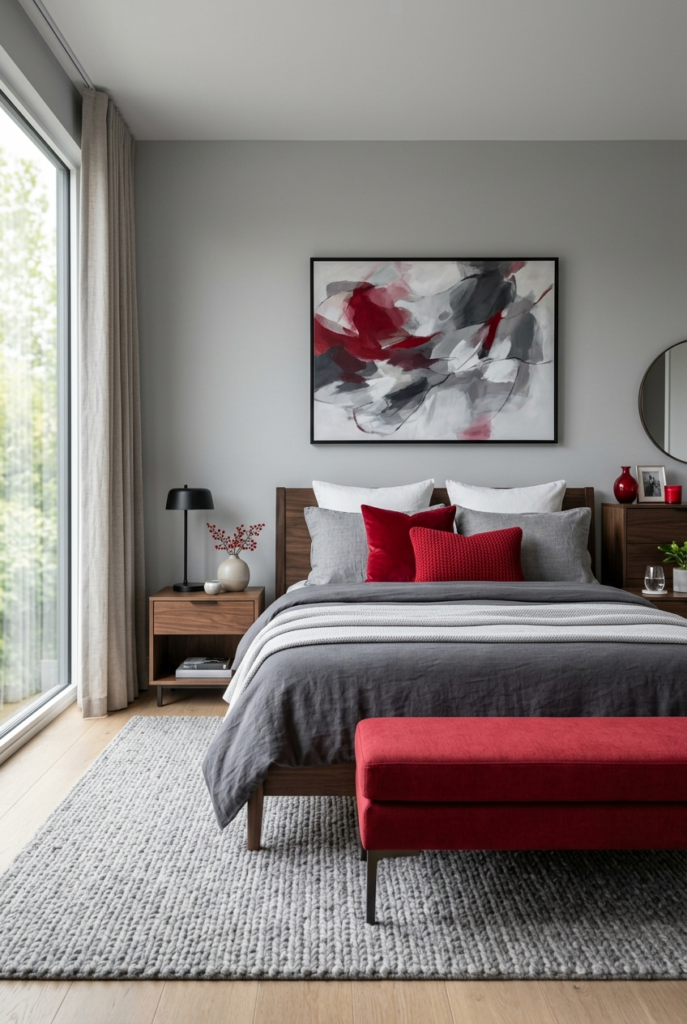 Red gray accents