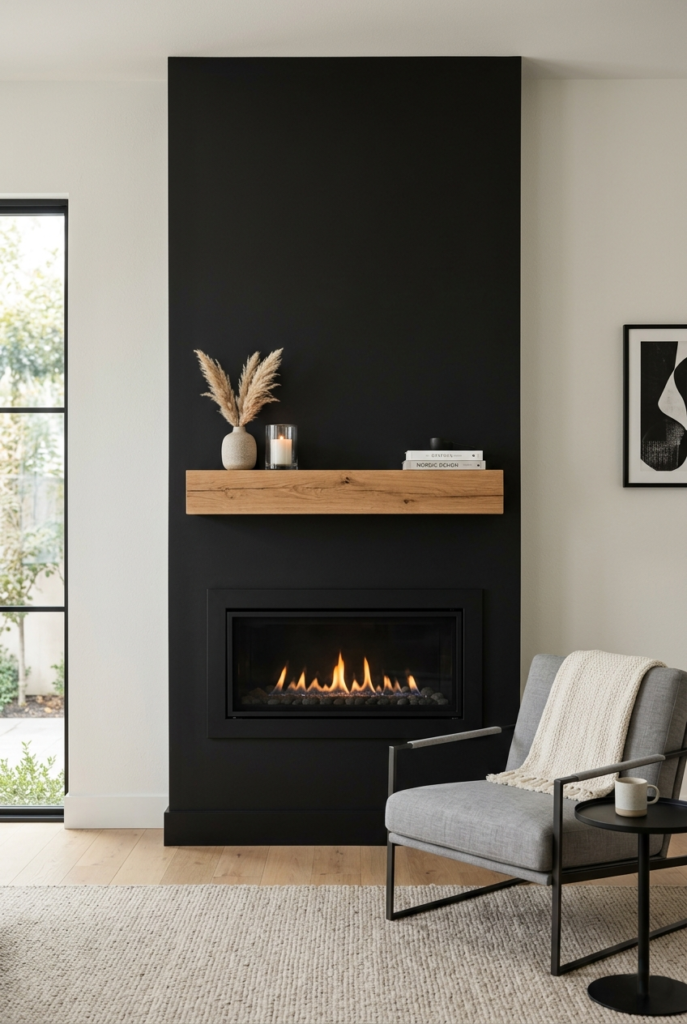 Floating mantel fireplace