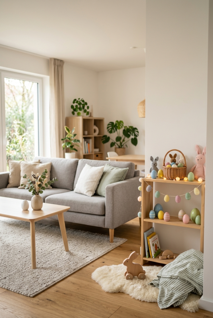 Organized Easter decor for family spaces