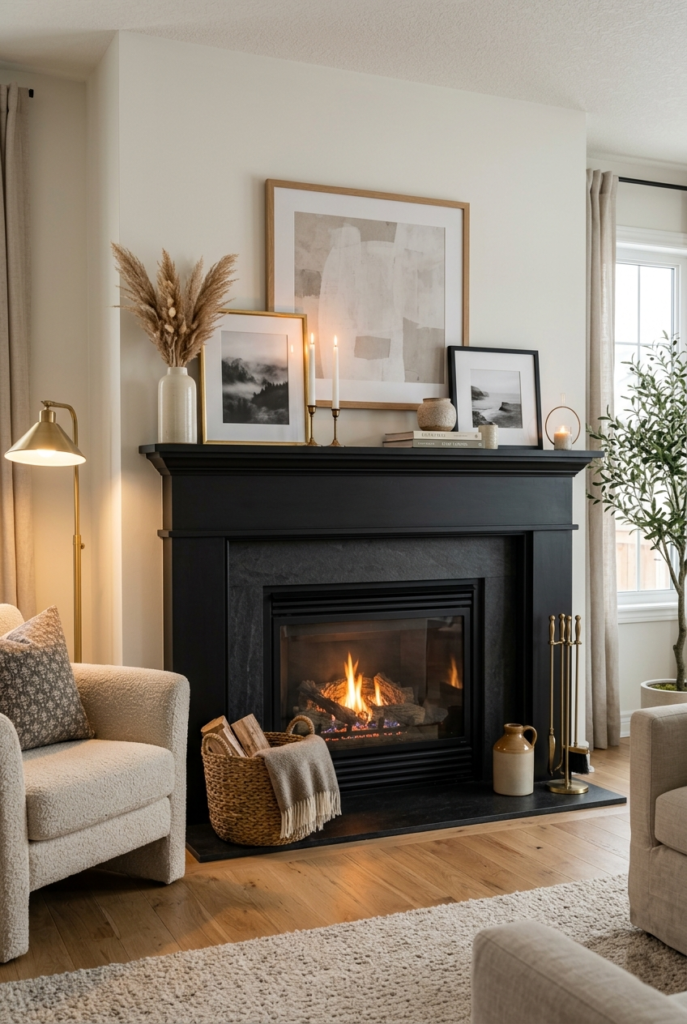 Layered mantel decor