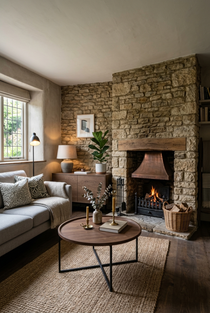Modern and traditional corner fireplace decor