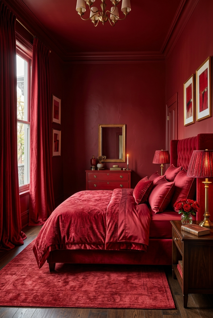 Bold red bedroom