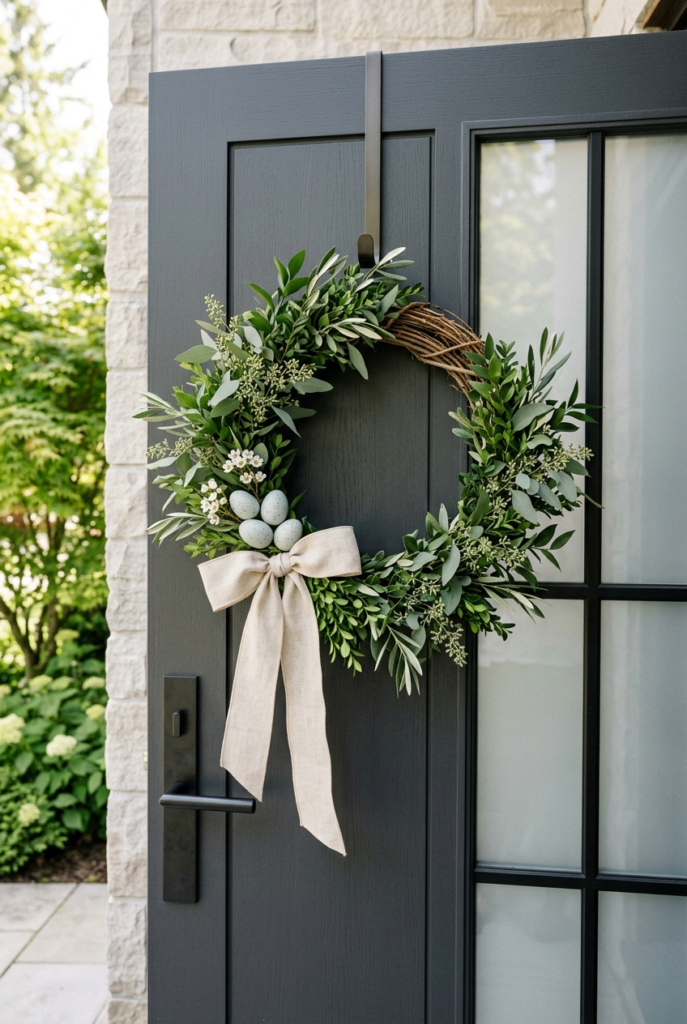 Minimal Easter wreath with simple spring style