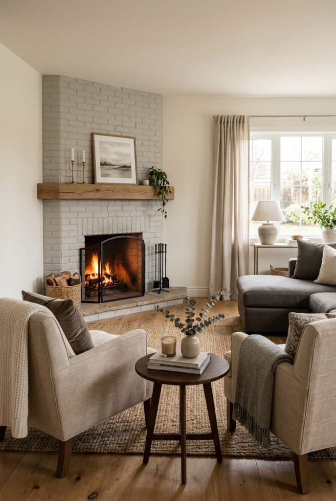 Corner fireplace as a secondary focal point