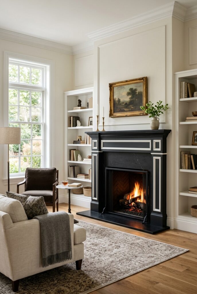 White trim fireplace