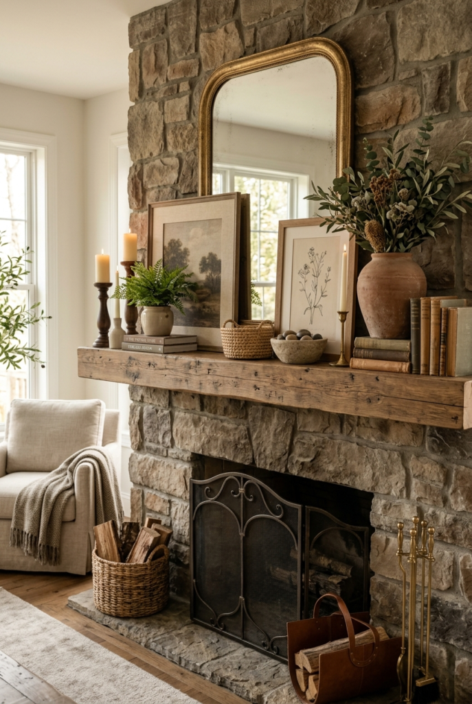 Timeless mantle decor