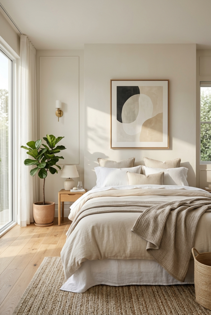 Modern headboard-free bedroom