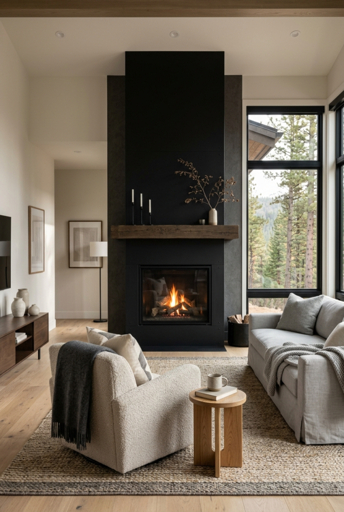 Bold black fireplace