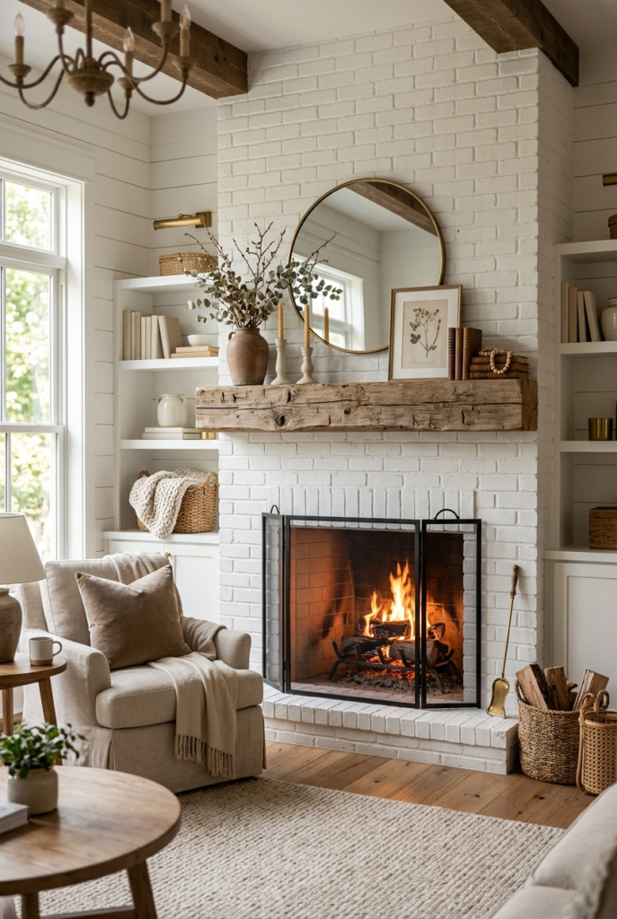 Cozy farmhouse fireplace