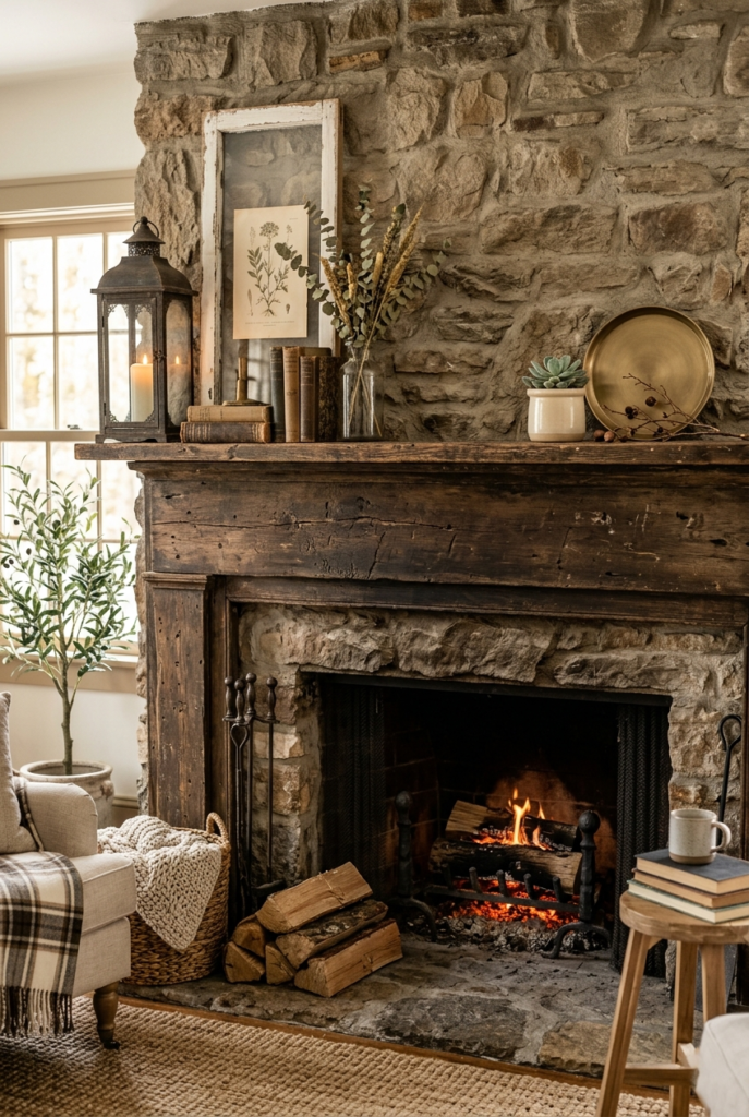 Asymmetrical mantel styling