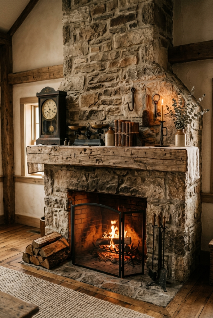 Antique mantel decor