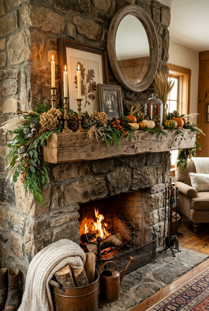 Seasonal mantel styling