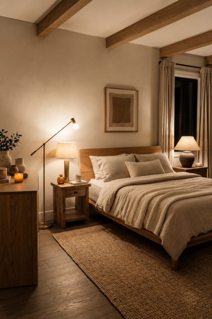 Warm bedroom ambient lighting
