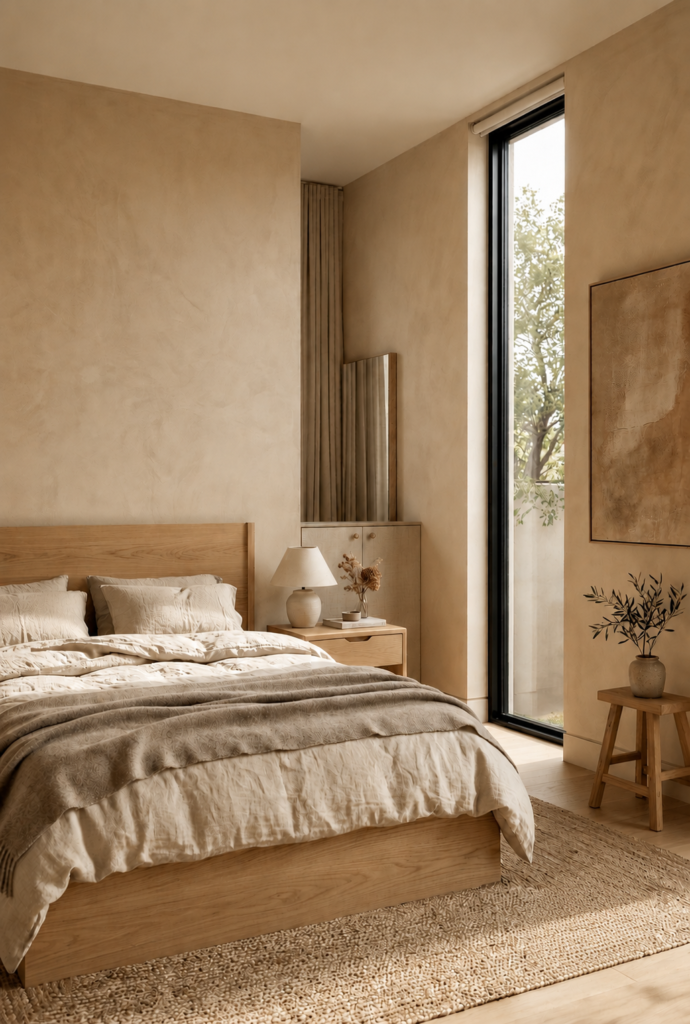  Warm neutral bedroom walls
