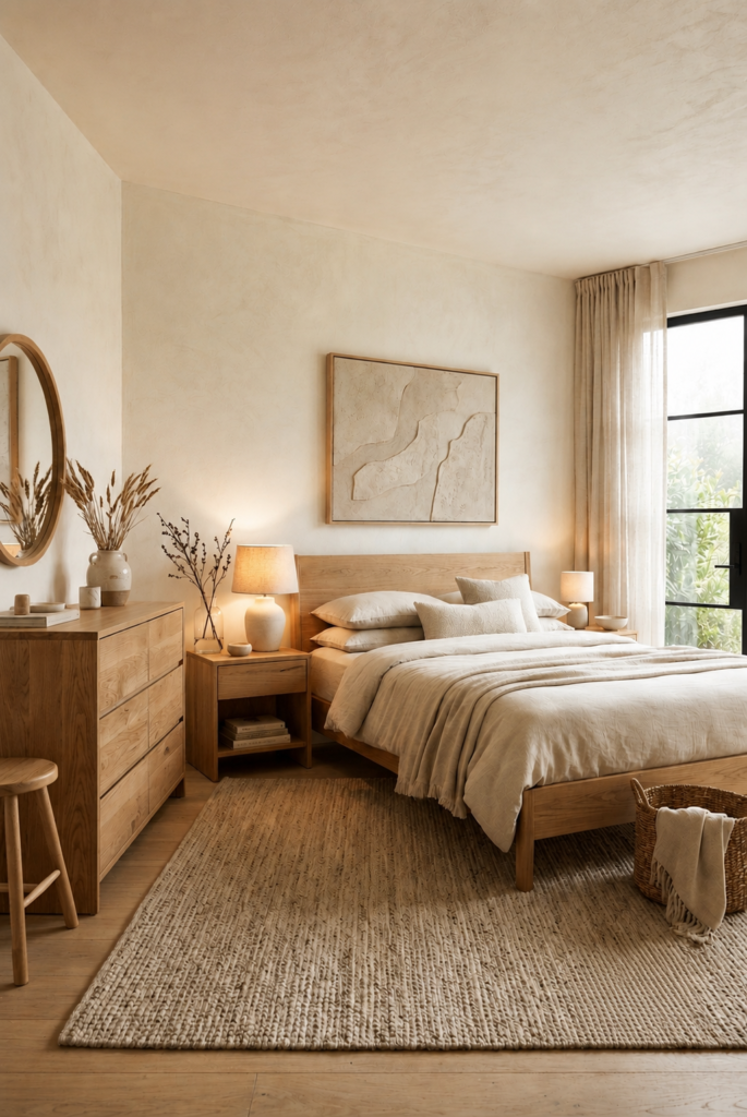 Natural wood bedroom furniture


